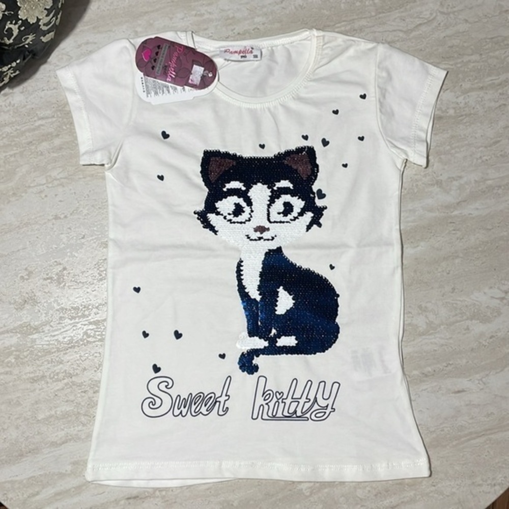 NWT Pampella Girls Little Girl Sweet Kitty Tee *6-7
*Sequins